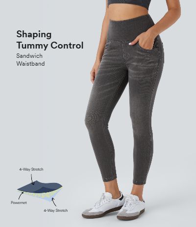 Halara UltraSculpt™ SoCinched High Waisted Scrunch Butt Lifting Tummy Control Side Pocket Shaping Capri Training Leggings