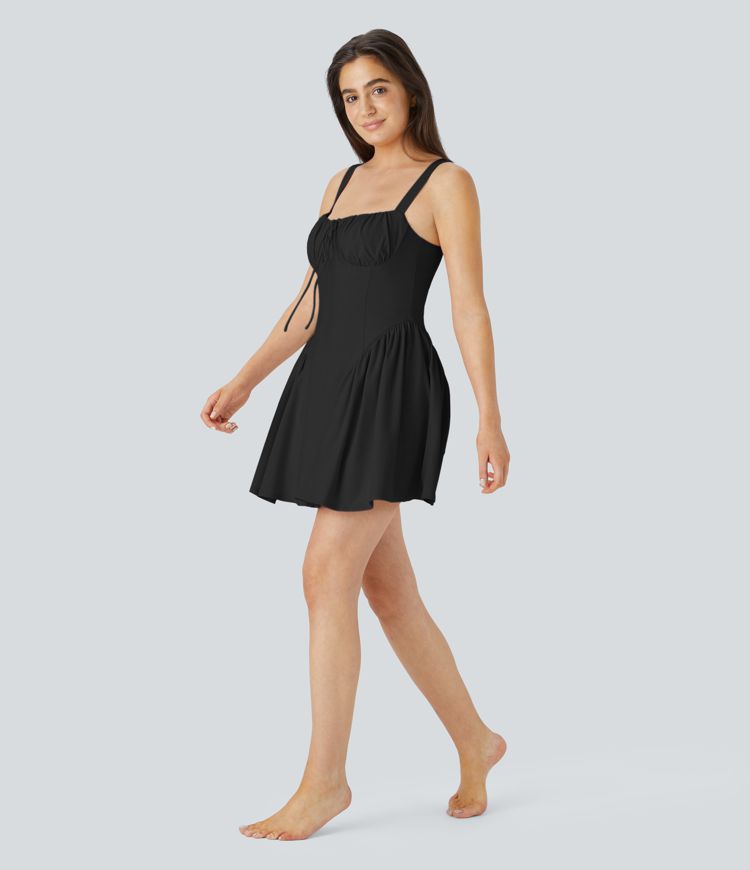 Robe de danse courte 2 en 1 SoftlyZero™ Airy nouée sur le devant, avec poches et toucher frais, édition Easy Peezy