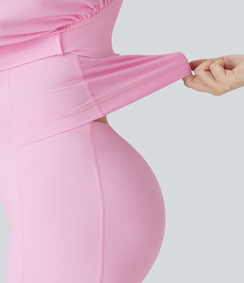 SoftlyZero™ Airy Tie Front 2-in-1 Pocket  Mini Slip Dance Active Dress-Easy Peezy Edition