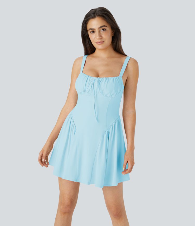 SoftlyZero™ Airy Tie Front 2-in-1 Pocket Mini Slip Dance Active Dress-Easy Peezy Edition SoftlyZero™ Airy Tie Front 2-in-1 Pocket Mini Slip Dance Active Dress-Easy Peezy Edition
