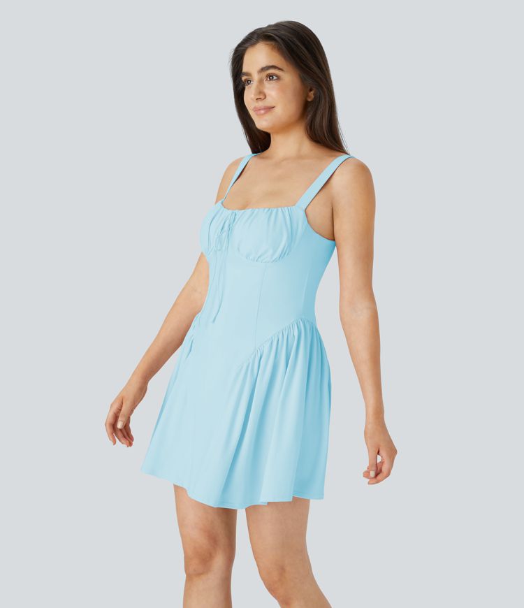 SoftlyZero™ Airy Tie Front 2-in-1 Pocket Mini Slip Dance Active Dress-Easy Peezy Edition SoftlyZero™ Airy Tie Front 2-in-1 Pocket Mini Slip Dance Active Dress-Easy Peezy Edition