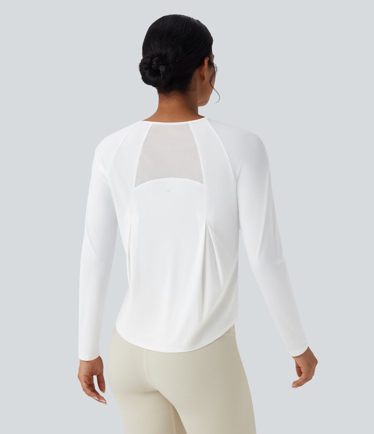 Contrast Mesh Curved Hem Cool Touch Quick Dry Running Sports Top