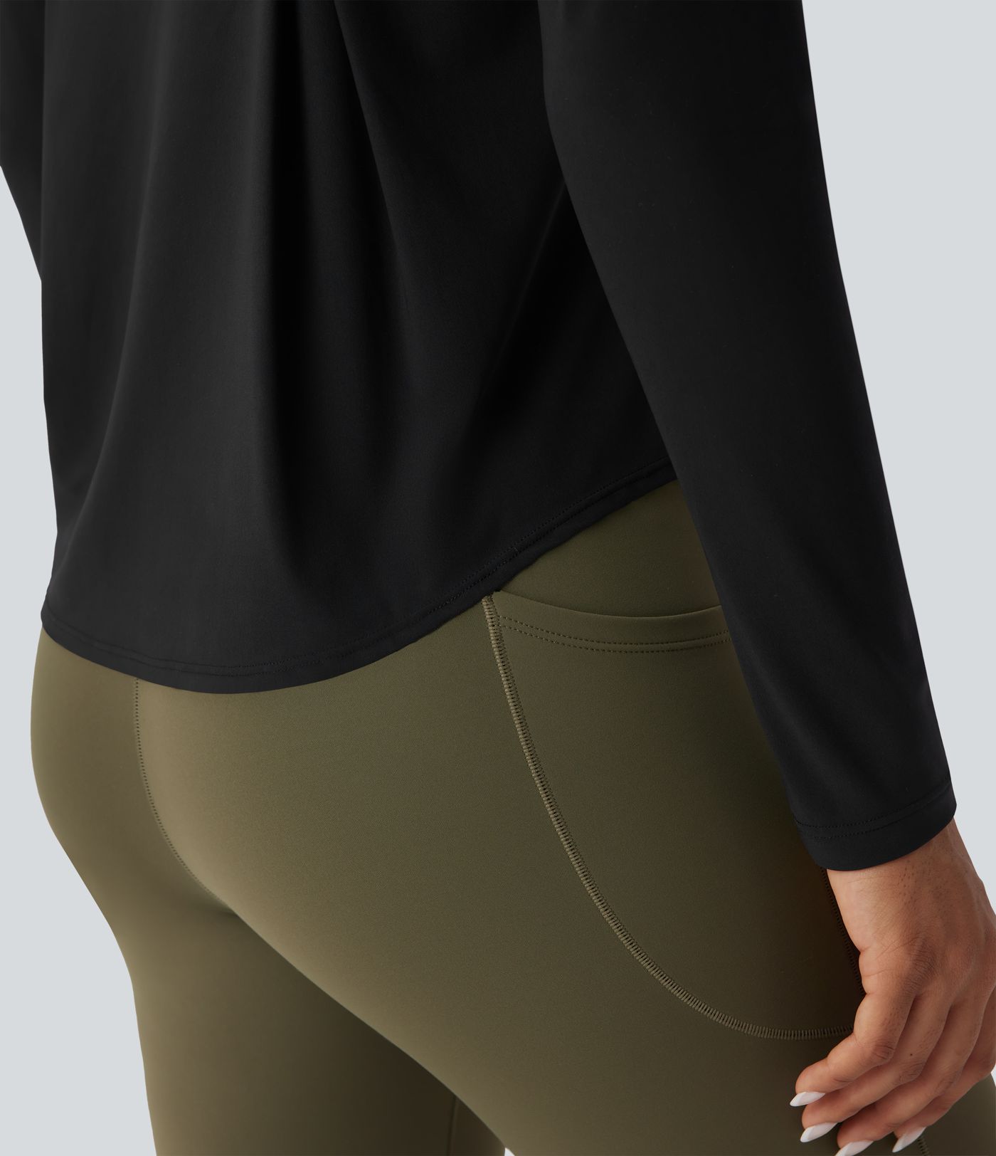 Contrast Mesh Curved Hem Quick Dry Running Sports Top