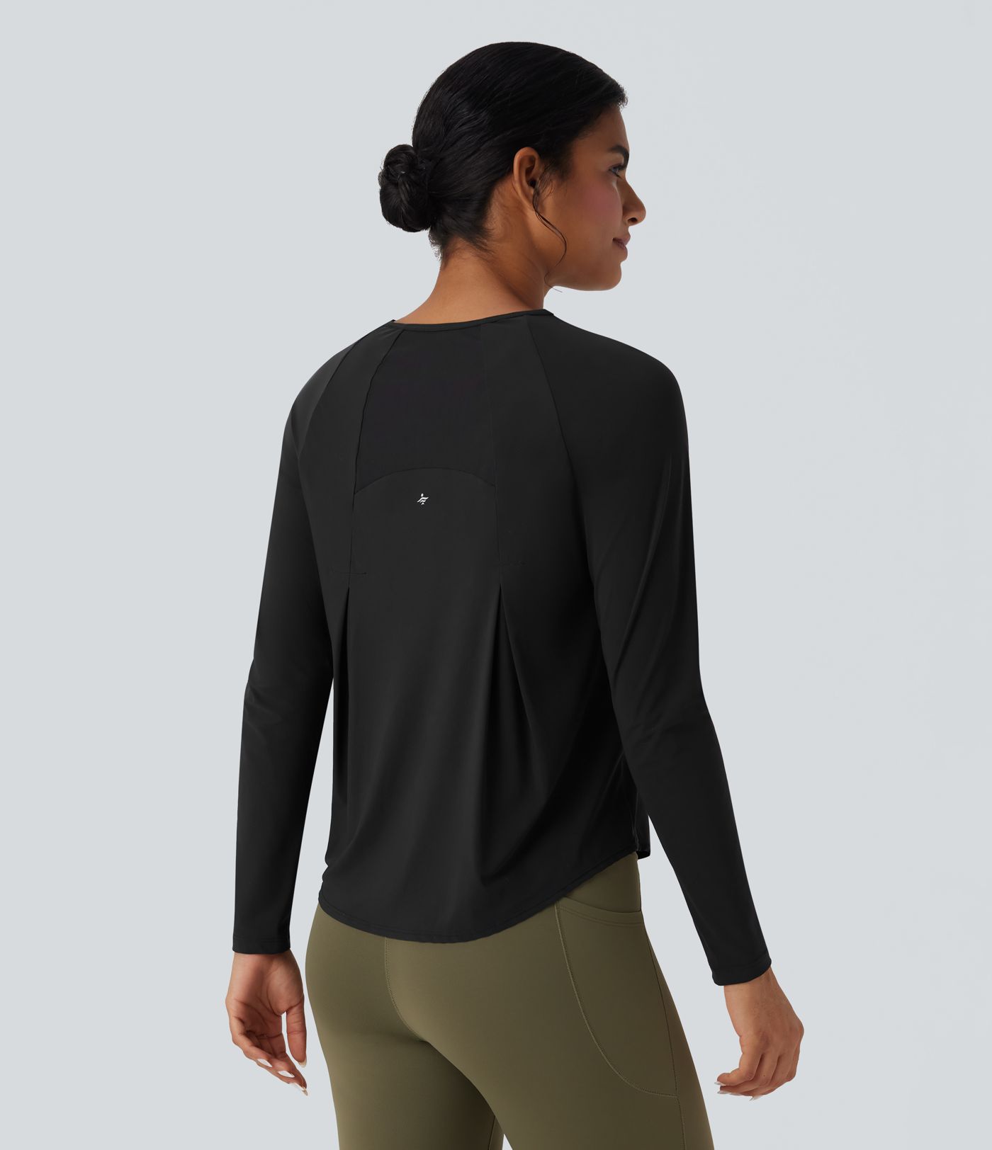 Contrast Mesh Curved Hem Quick Dry Running Sports Top