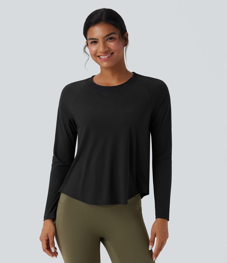 Contrast Mesh Curved Hem Quick Dry Running Sports Top