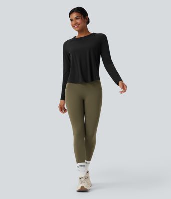 Contrast Mesh Curved Hem Quick Dry Running Sports Top