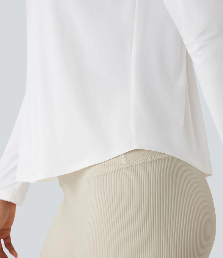 Contrast Mesh Curved Hem Quick Dry Running Sports Top