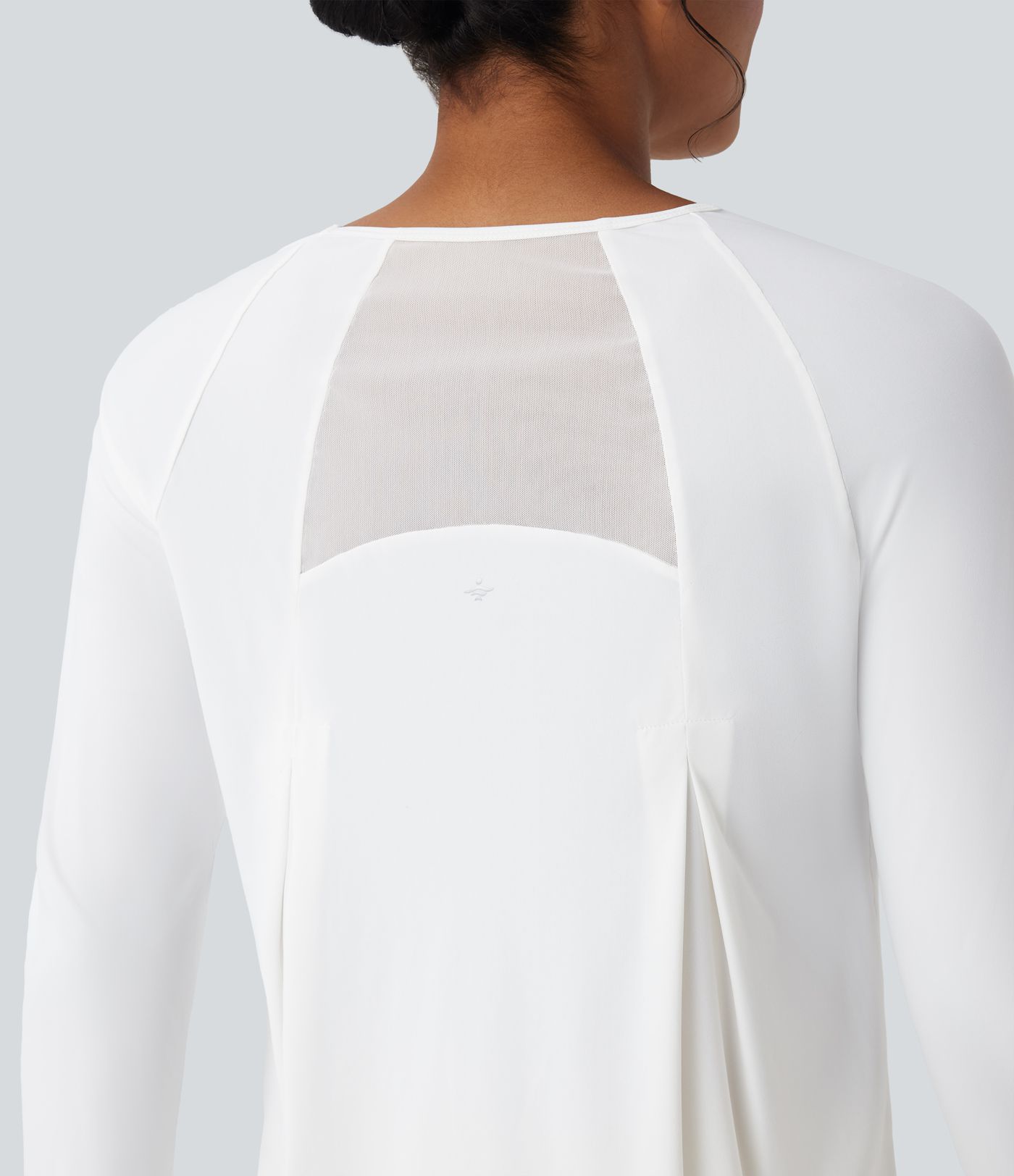 Contrast Mesh Curved Hem Quick Dry Running Sports Top