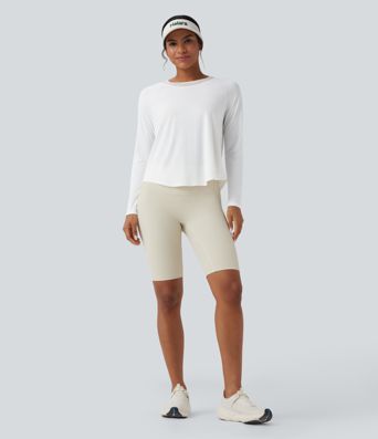 Contrast Mesh Curved Hem Quick Dry Running Sports Top