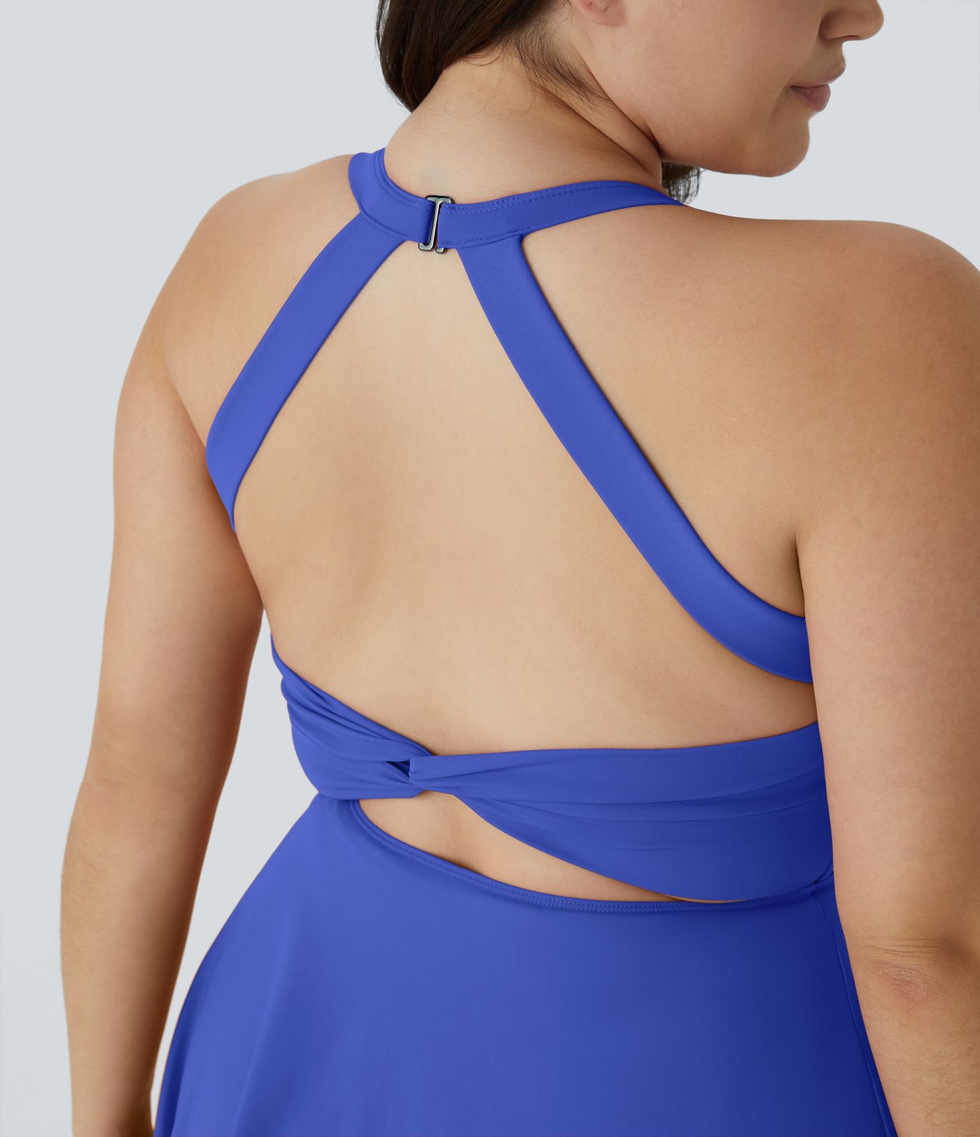 Cut Out Pocket 2-in-1 Exercise Plus Size Dress-Easy Peezy
