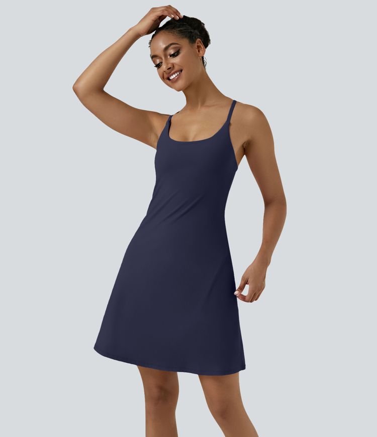 Softlyzero™ Airy Backless Cut Out Adjustable Strap 2-in-1 Pocket Cool Touch Longer Active Dress-UPF50+