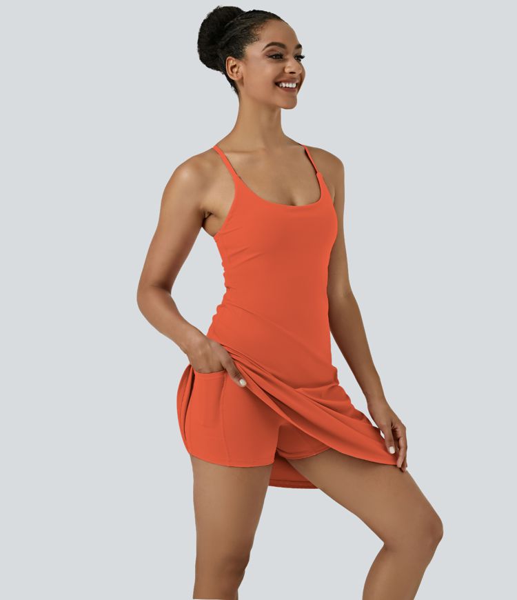 SoftlyZero™ Airy Cut Out 2-in-1 Pocket Cool Touch Longer Active Dress-UPF50+