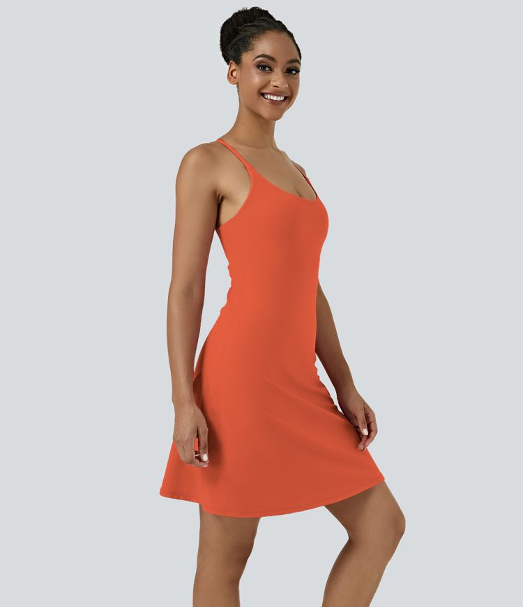 Softlyzero™ Airy Backless Cut Out Adjustable Strap 2-in-1 Pocket Cool Touch Longer Active Dress-UPF50+