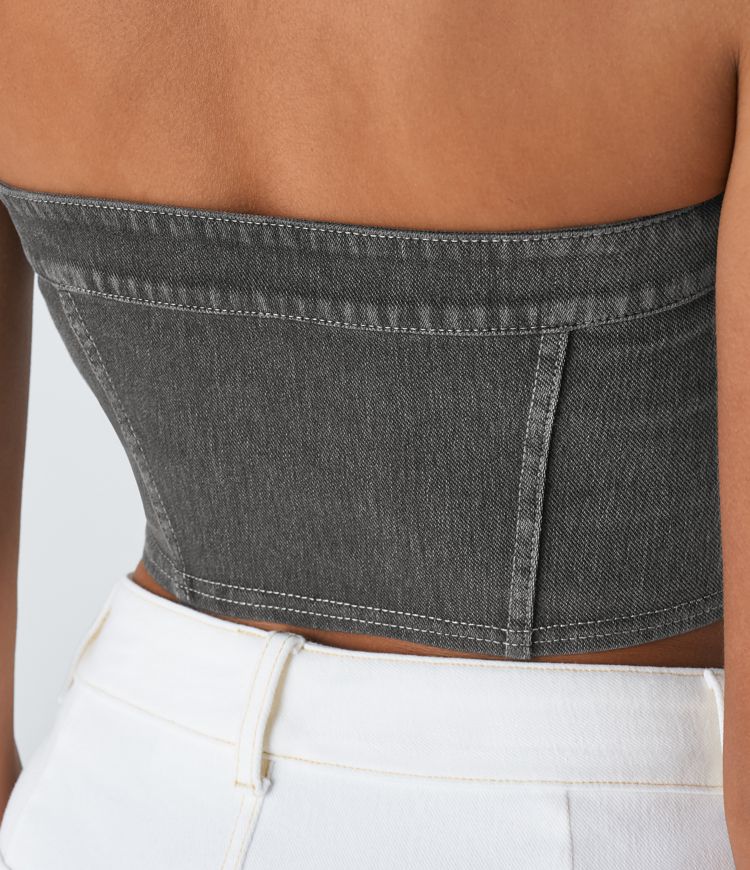 Halara Flex™ Tube Decorative Denim Cropped Capri Casual Tank Vest Top