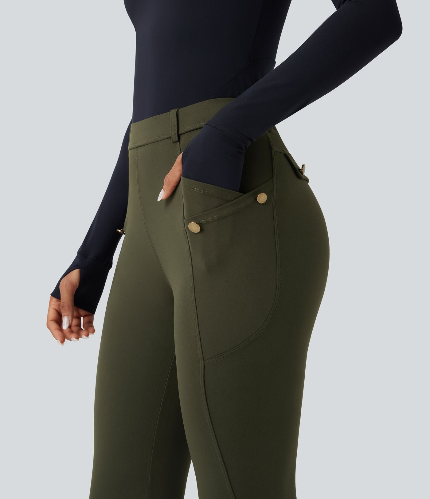 Pantalon slim à queue haute avec poches