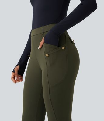 Pantalon slim à queue haute avec poches