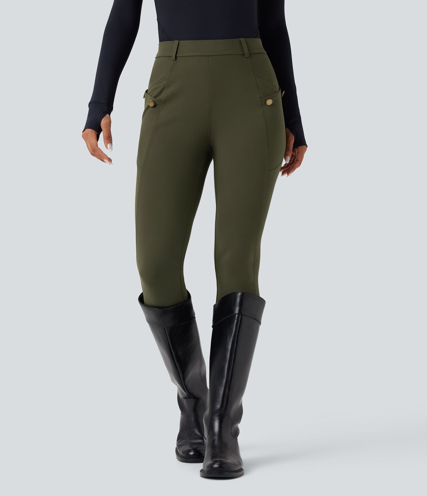 Pantalon slim à queue haute avec poches