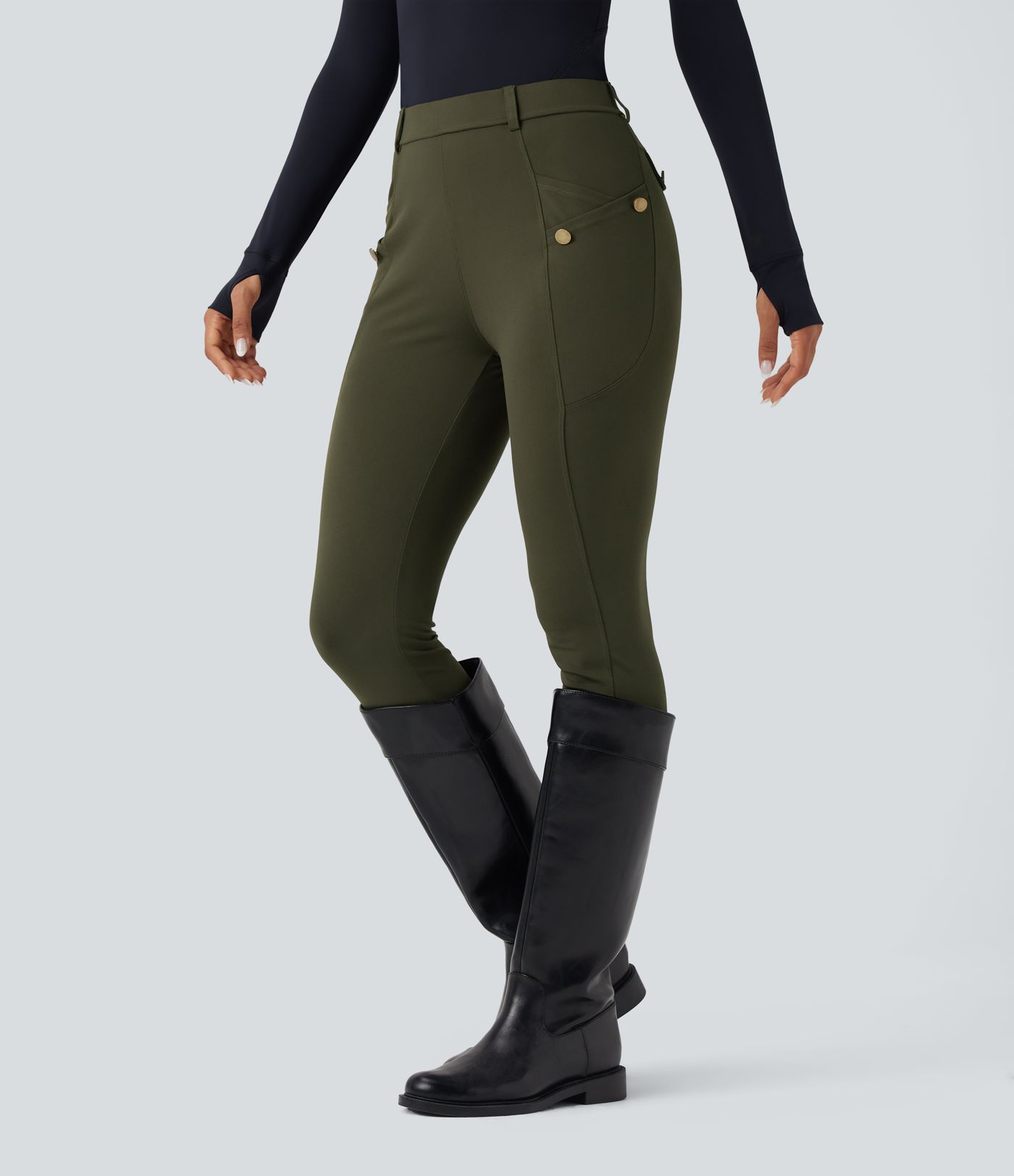 Pantalon slim à queue haute avec poches