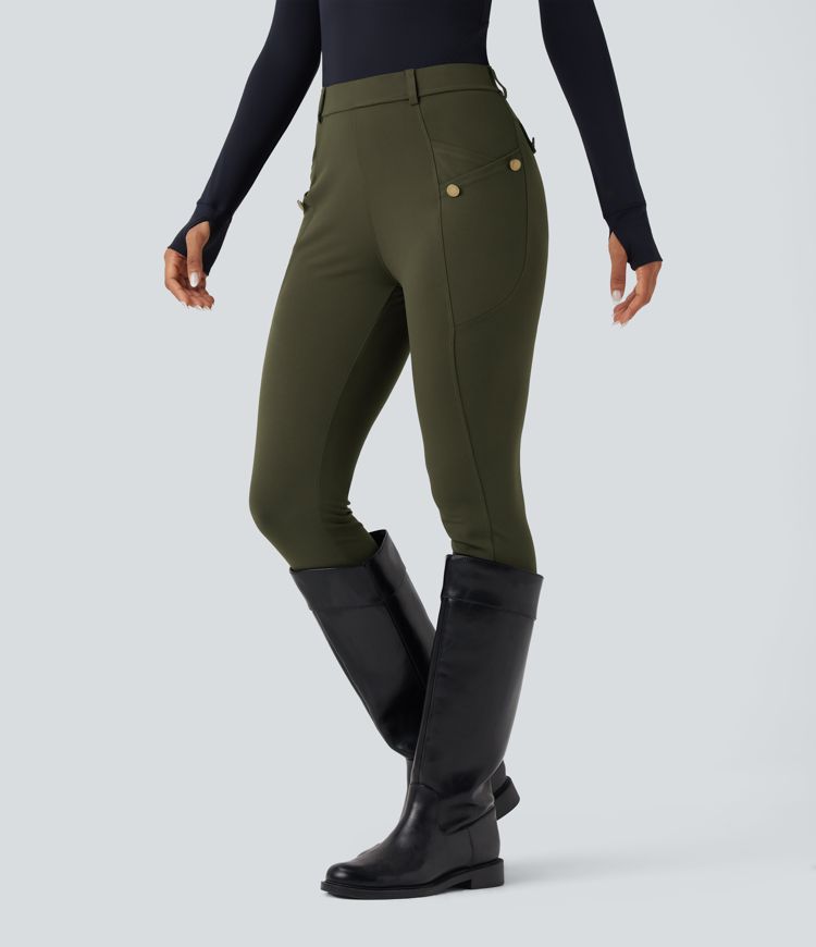 High Waisted Slim Pants with Pockets