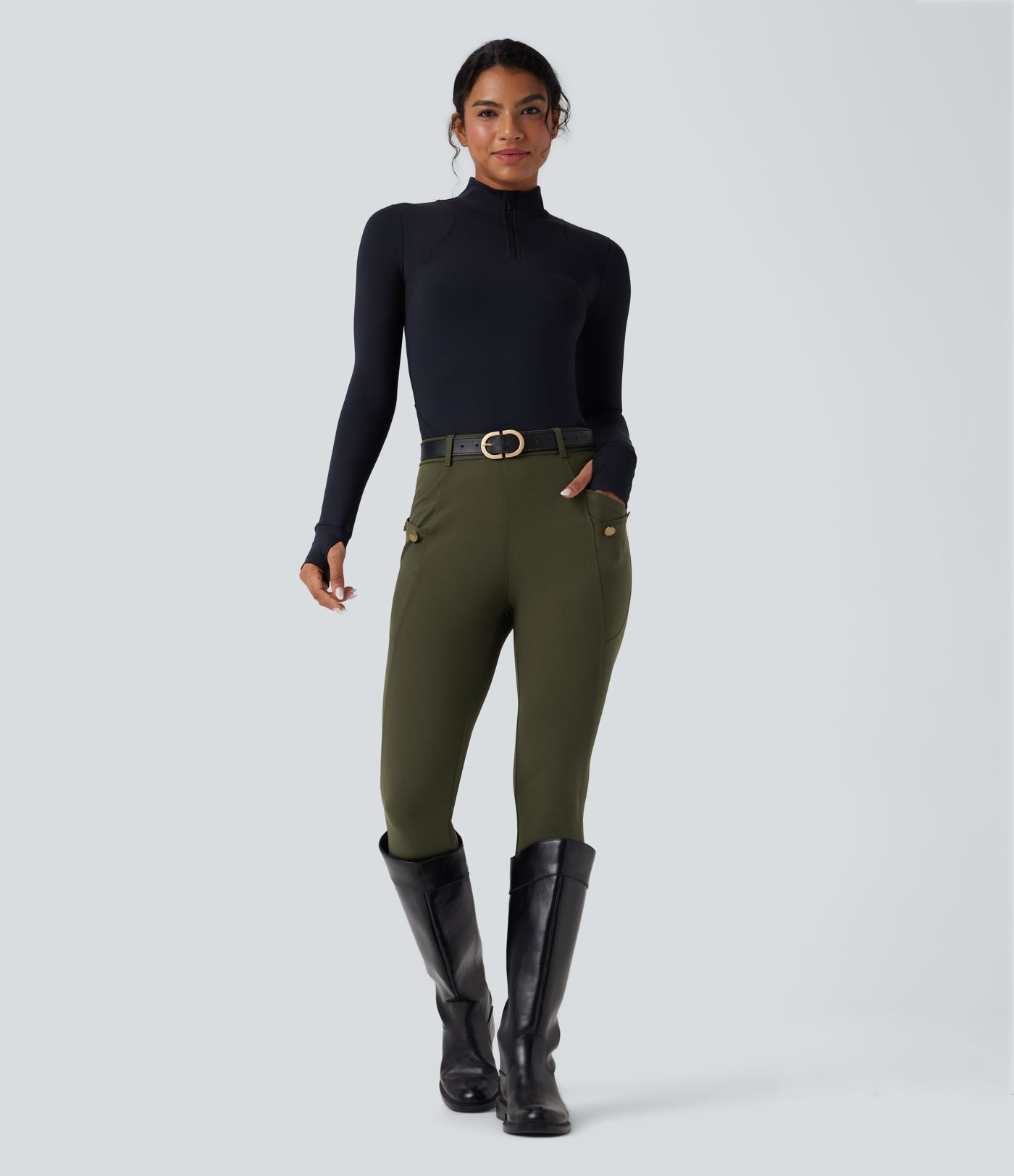 Pantalon slim à queue haute avec poches