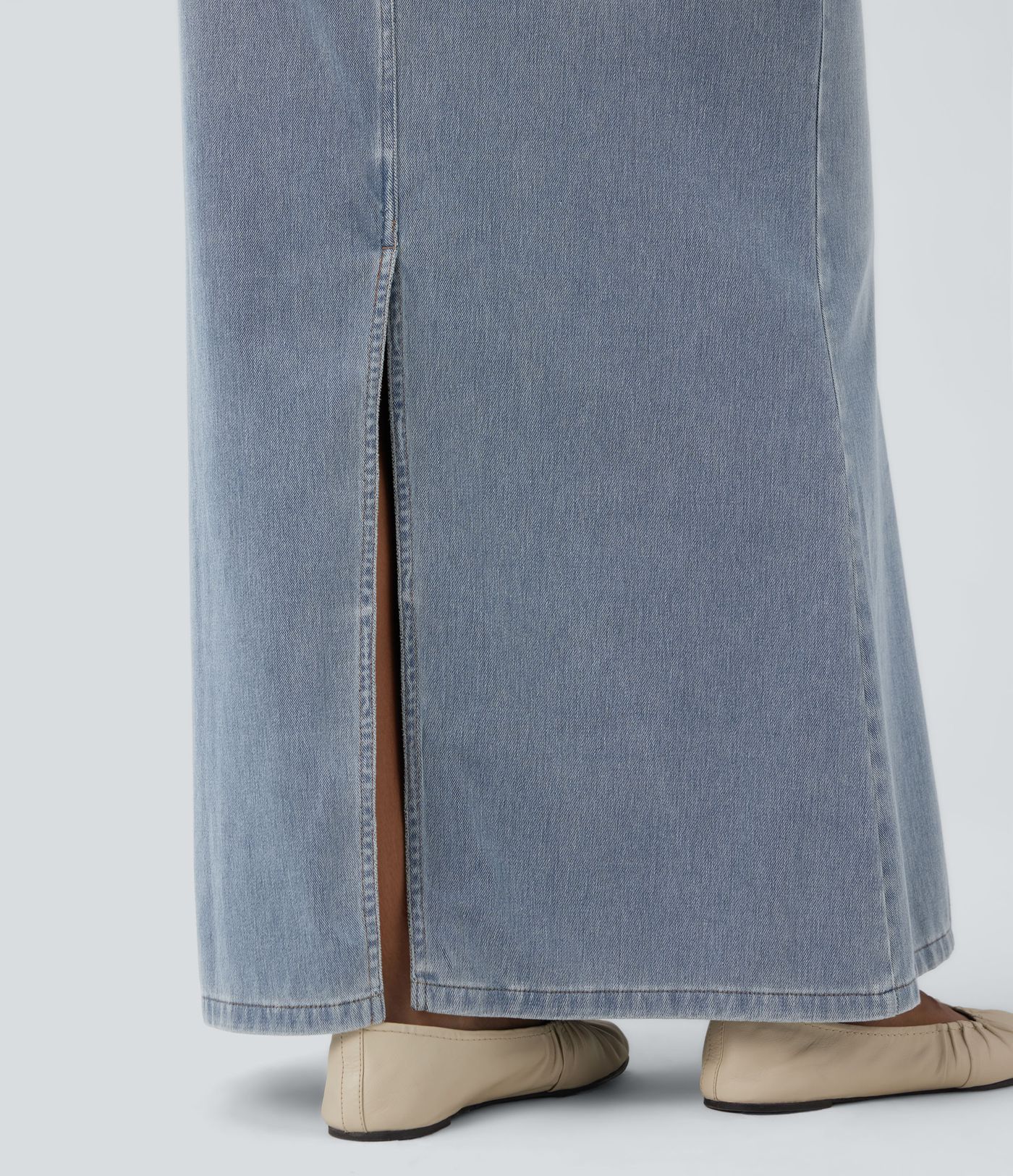 Halara Flex™ Asymmetric Low Rise Split Maxi Denim Casual Mermaid Skirt with Pockets