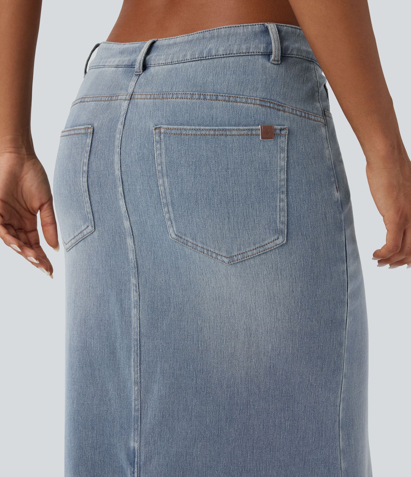 Halara Flex™ Asymmetric Low Rise Split Maxi Denim Casual Mermaid Skirt with Pockets