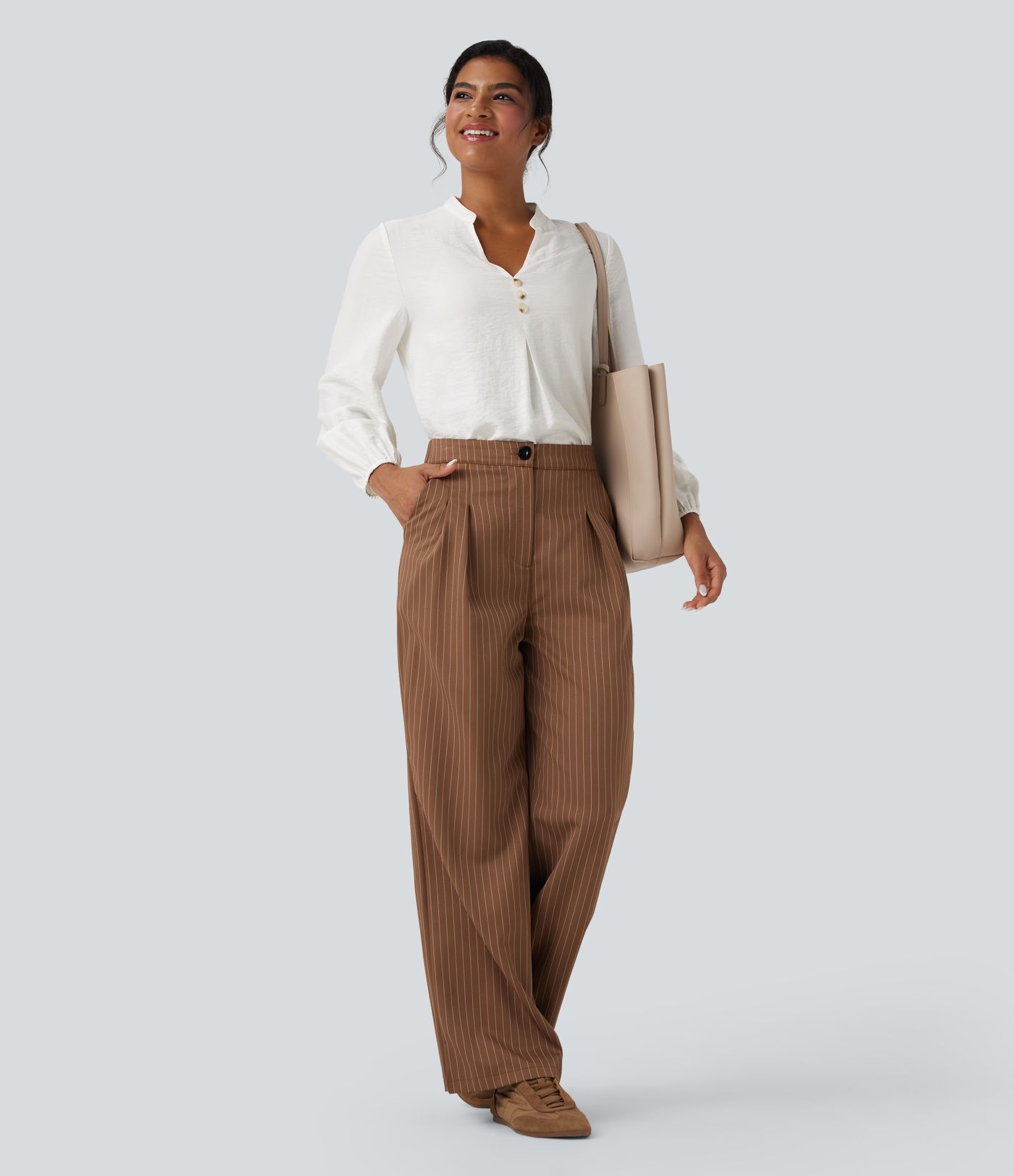 Chemise travail col V manches longues