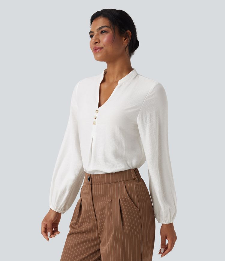 Chemise travail col V manches longues