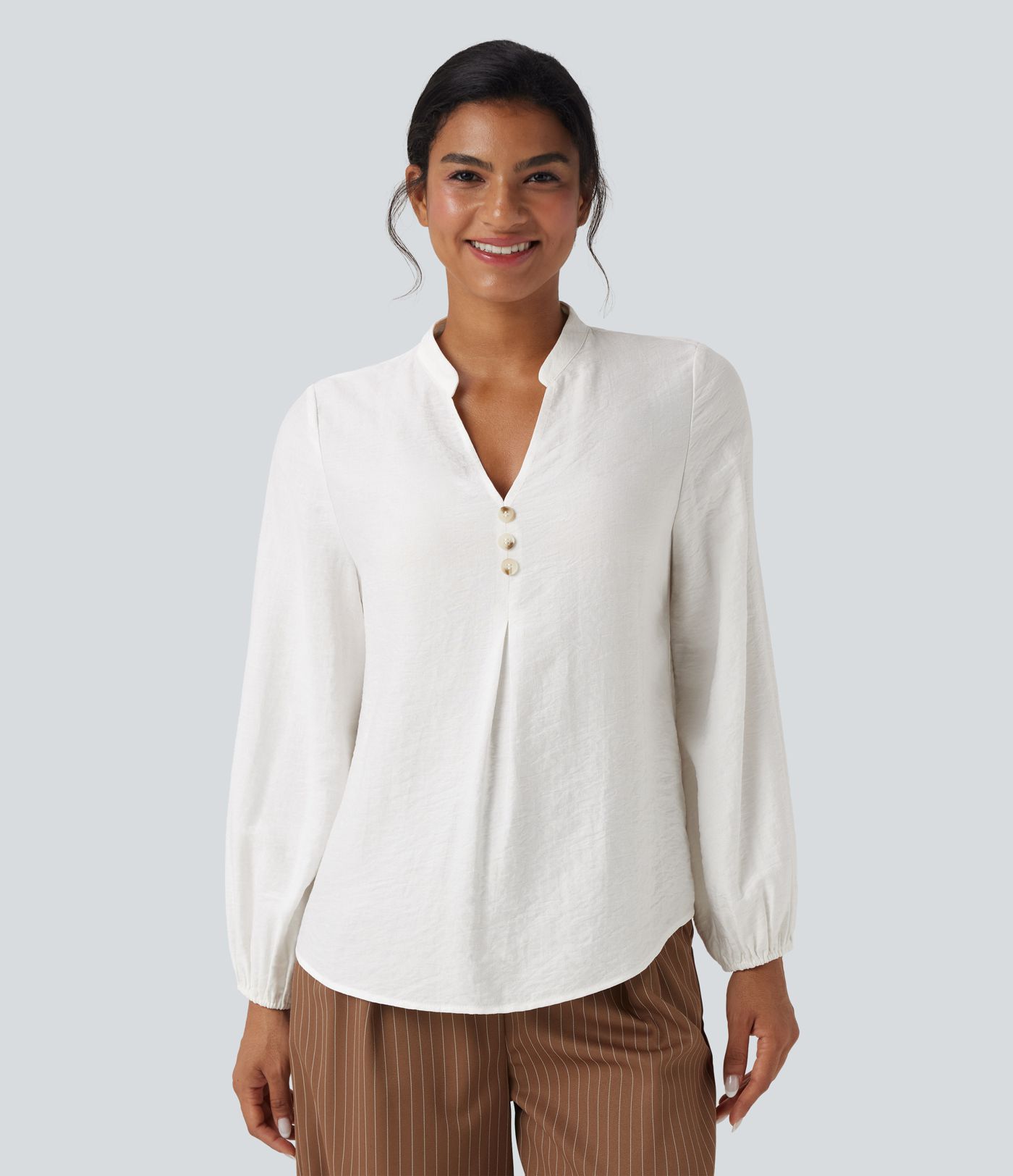 Chemise travail col V manches longues