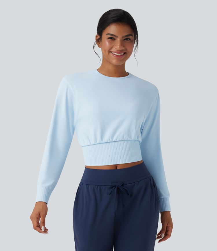 Seamless Flow Round Neck Long Sleeve Workout Sports Top