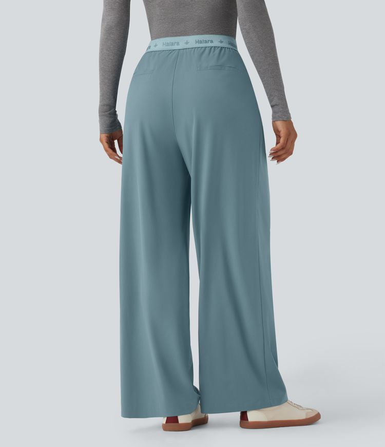 Breezeful™ High Waisted Wide Leg Quick Dry Work Pants with Pockets