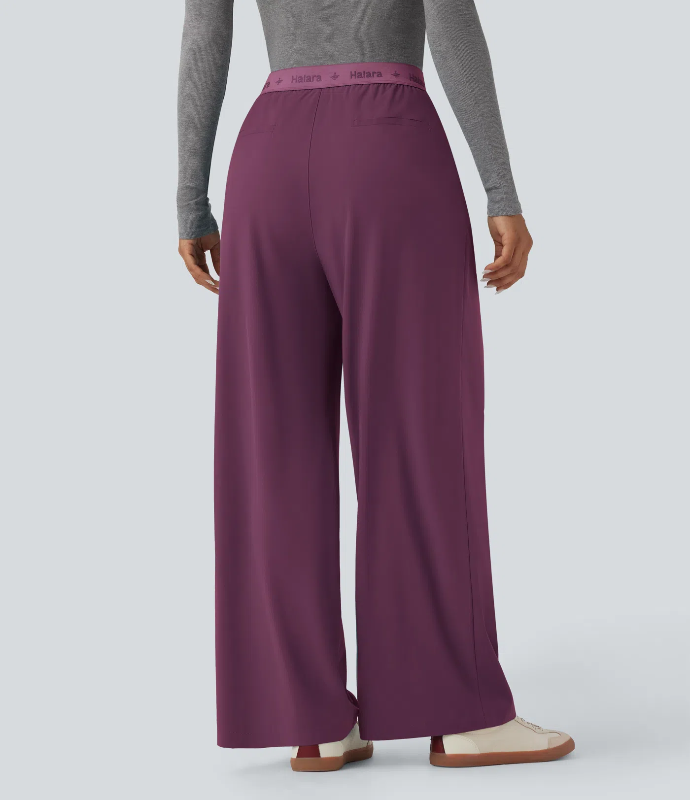 Breezeful™ High Waisted Wide Leg Quick Dry Work Pants with Side Pockets