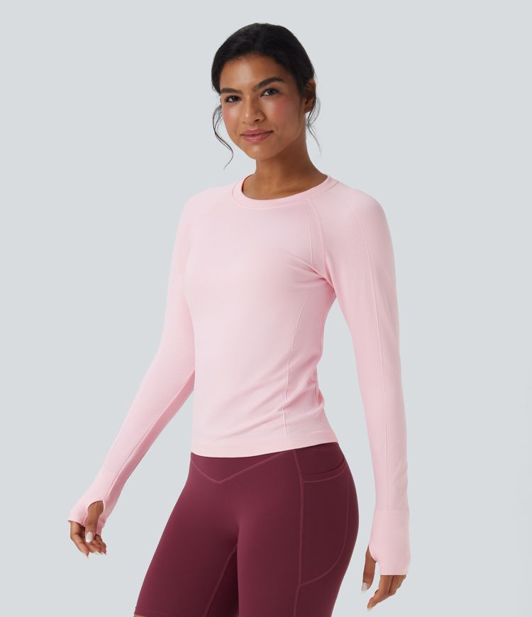 OneForm Seamless Flow Raglan Long Sleeve Thumb Hole Yoga Sports Top