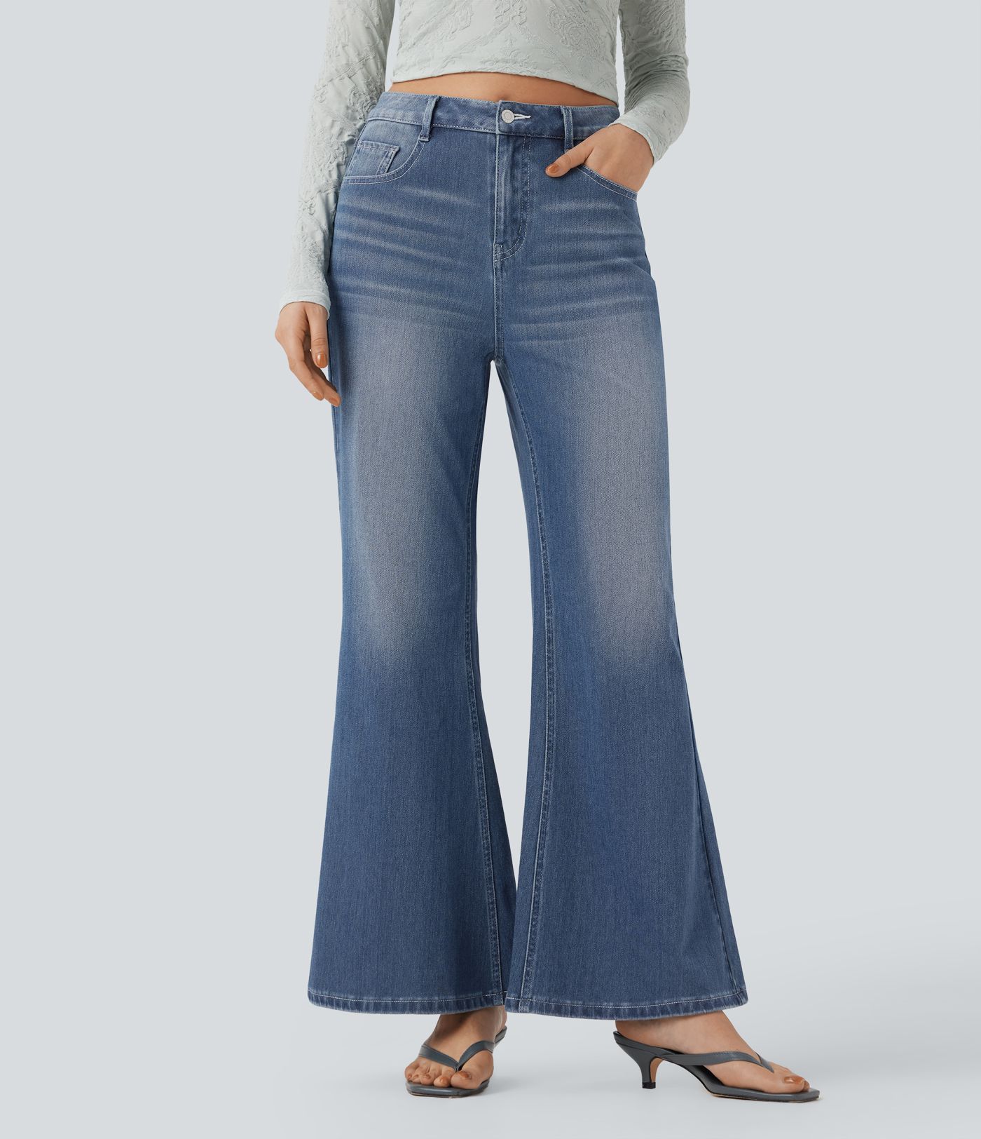 Halara Flex™ High Waisted Casual Flare Jeans with Pockets