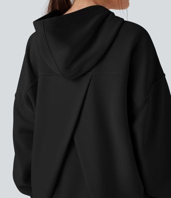 Hooded Long Sleeve Oversize Fleece Casual Sweatshirt with Pockets