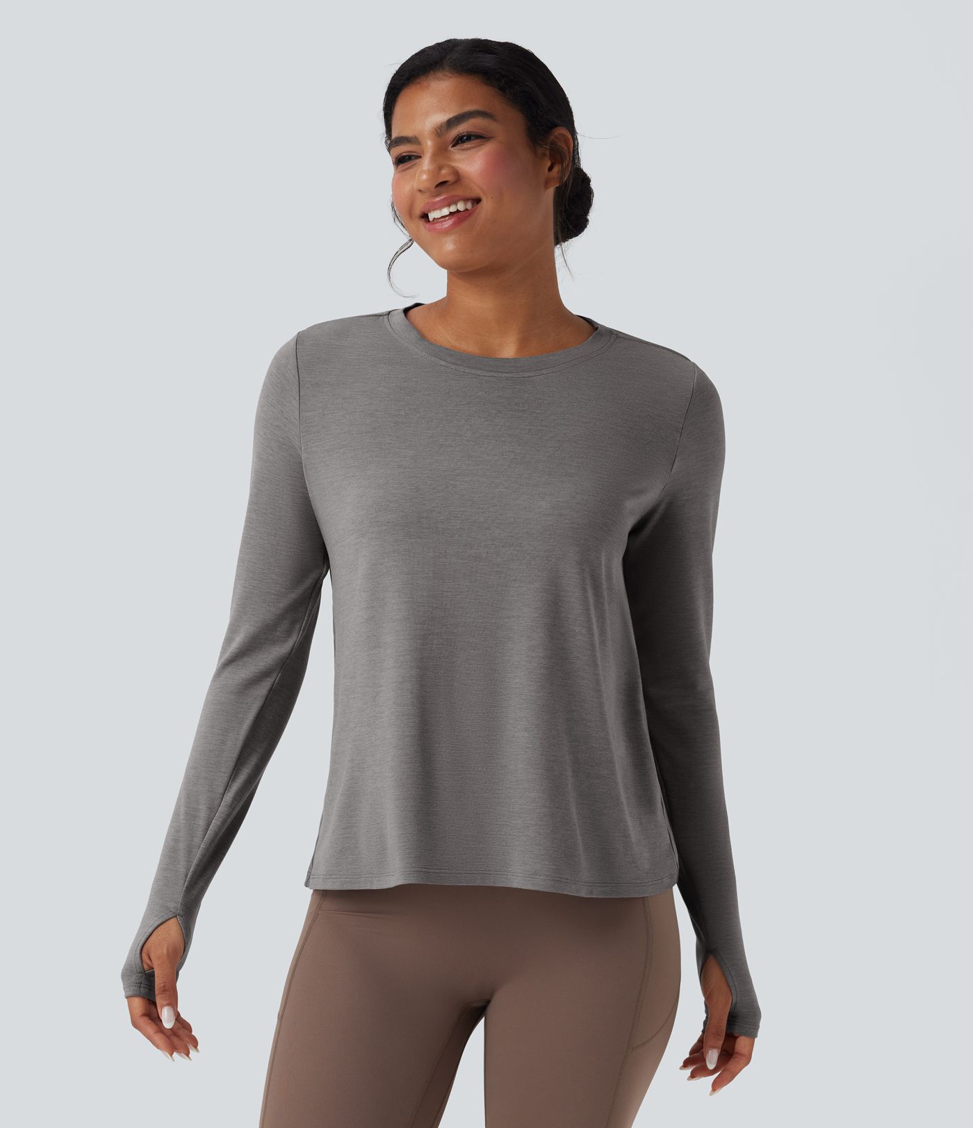 Backless Long Sleeve Thumb Hole Yoga Sports Top