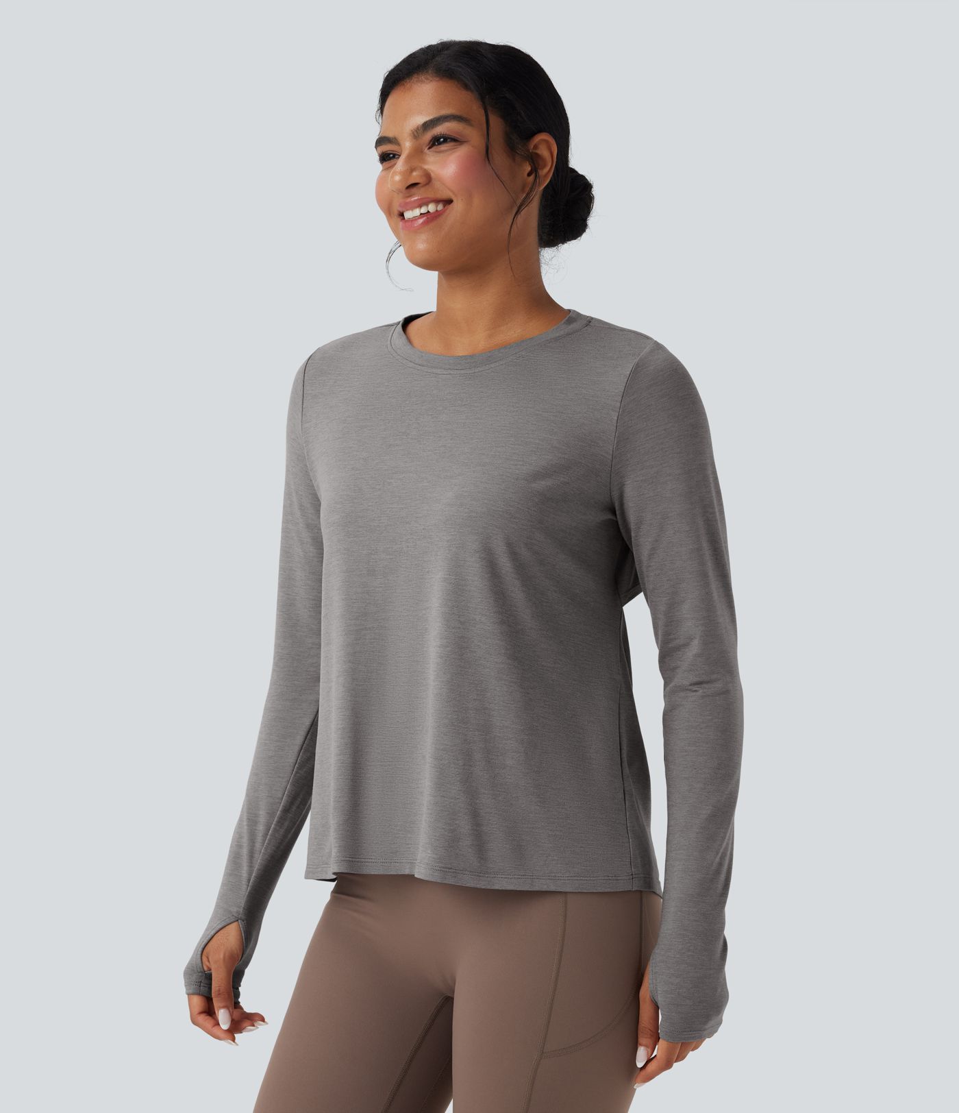 Backless Long Sleeve Thumb Hole Yoga Sports Top