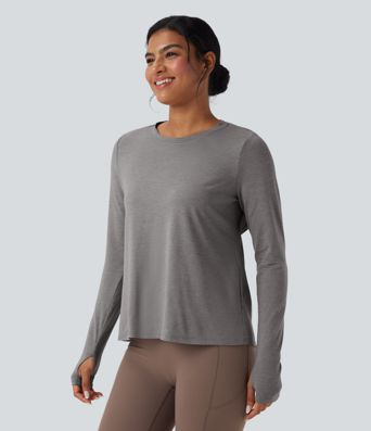 Backless Long Sleeve Thumb Hole Yoga Sports Top