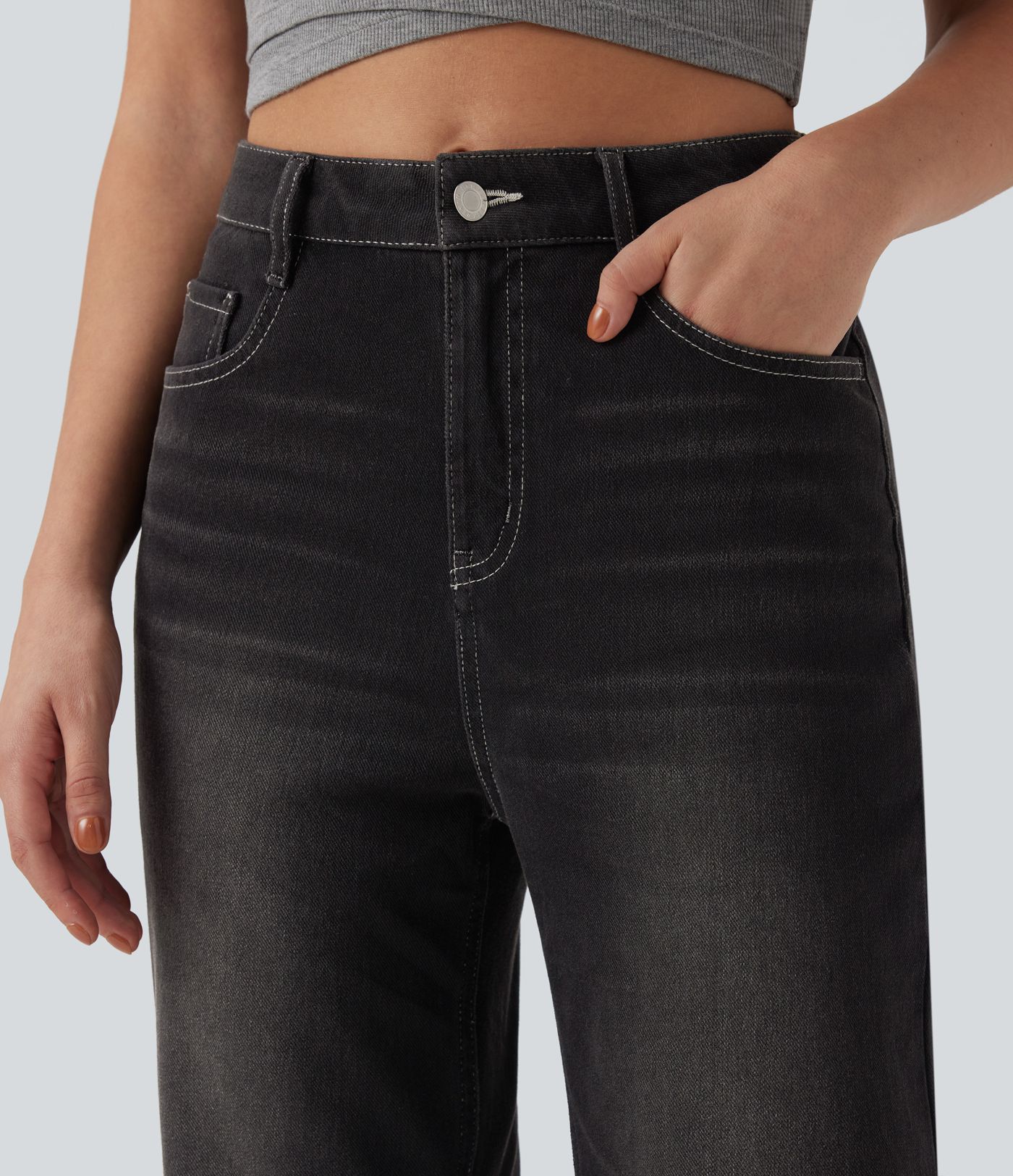 Jean évasé Halara Flex™ taille haute avec poches Jean évasé Halara Flex™ taille haute avec poches