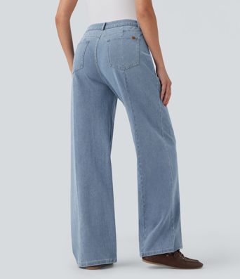 Halara Flex™ Mid Rise Wide Leg Casual Jeans with Pockets