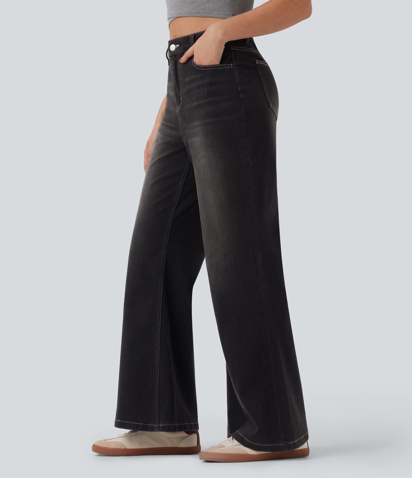 Jean évasé Halara Flex™ taille haute avec poches Jean évasé Halara Flex™ taille haute avec poches