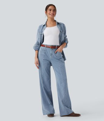 Halara Flex™ Mid Rise Wide Leg Casual Jeans with Pockets