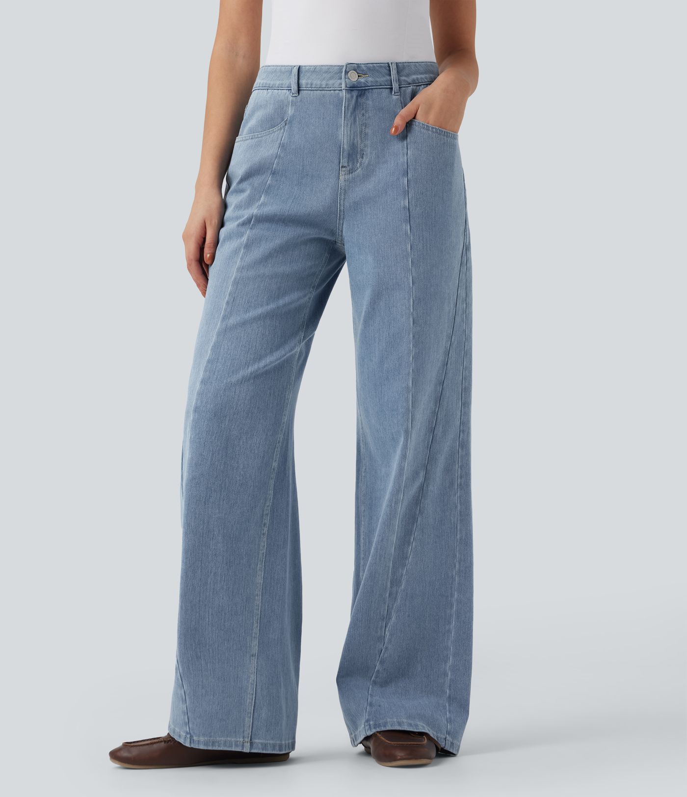 Halara Flex™ Mid Rise Wide Leg Casual Jeans with Pockets