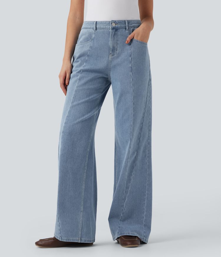 Halara Flex™ Mid Rise Wide Leg Casual Jeans with Pockets