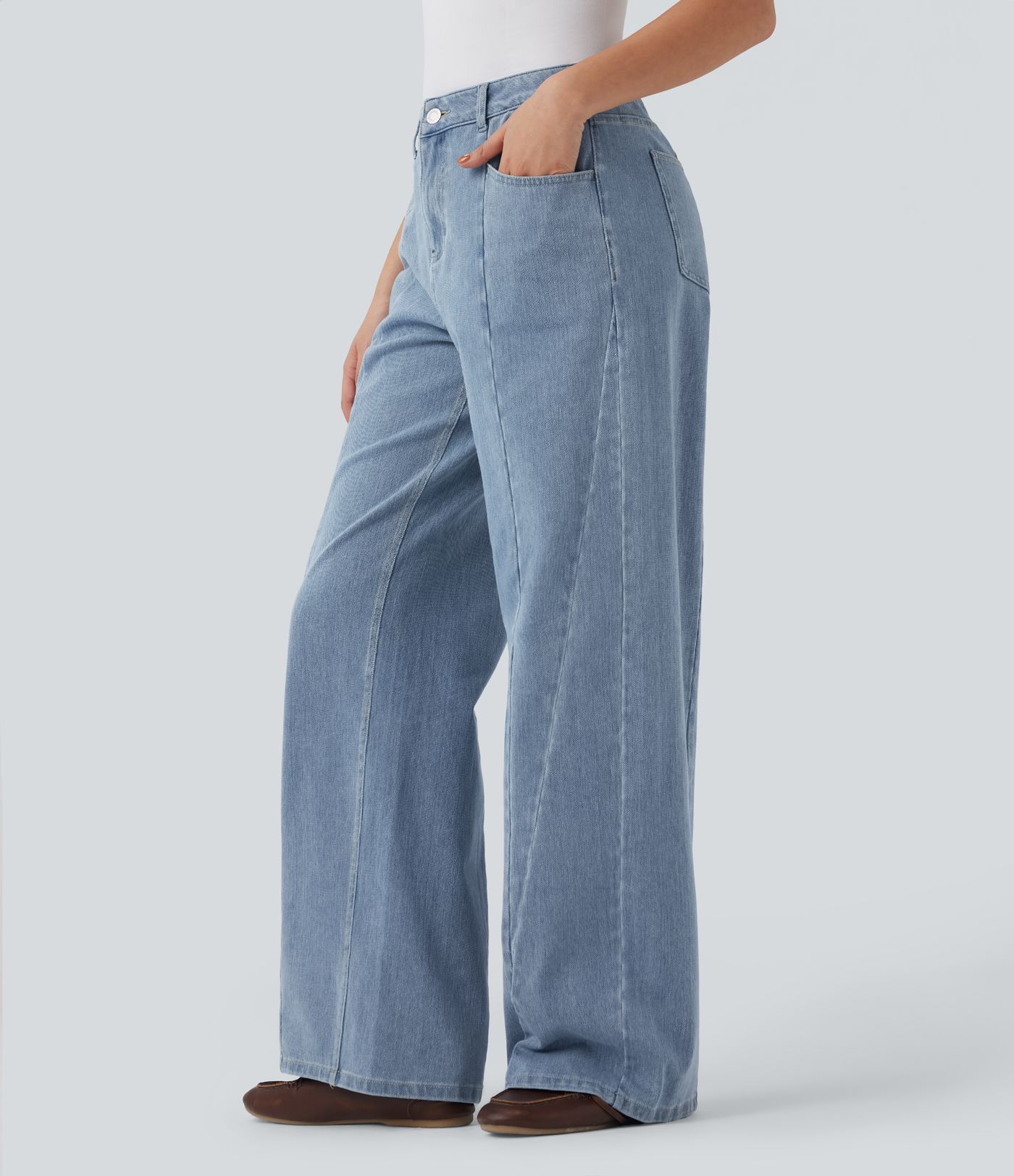 Halara Flex™ Mid Rise Wide Leg Casual Jeans with Pockets