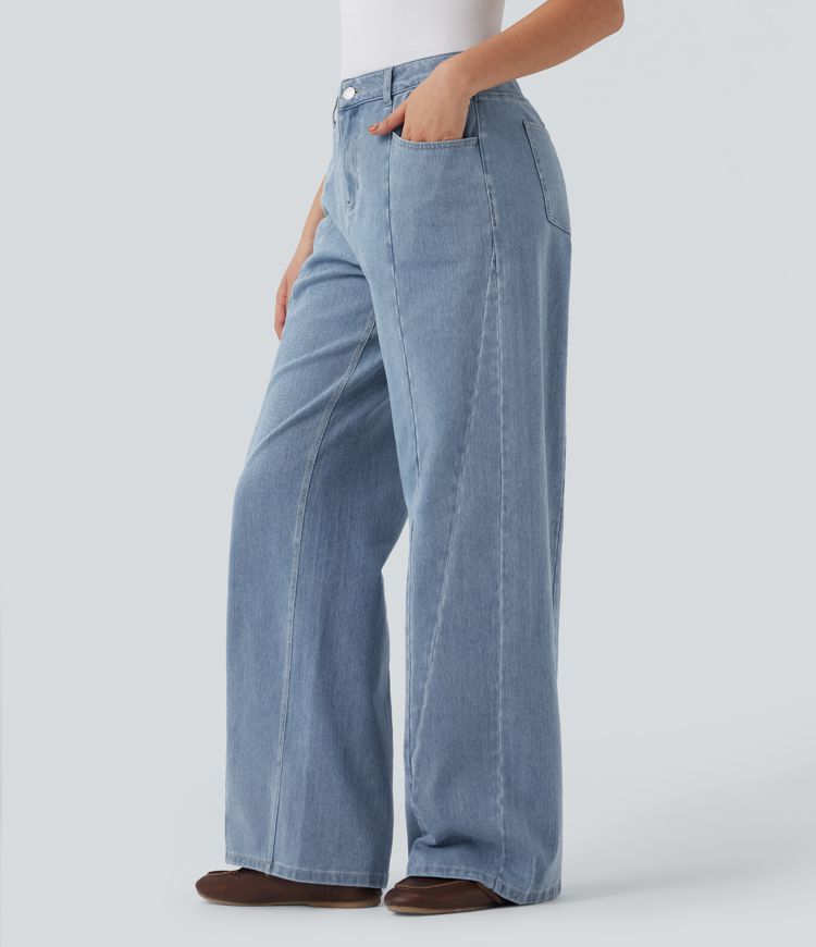 Halara Flex™ Mid Rise Wide Leg Casual Jeans with Pockets