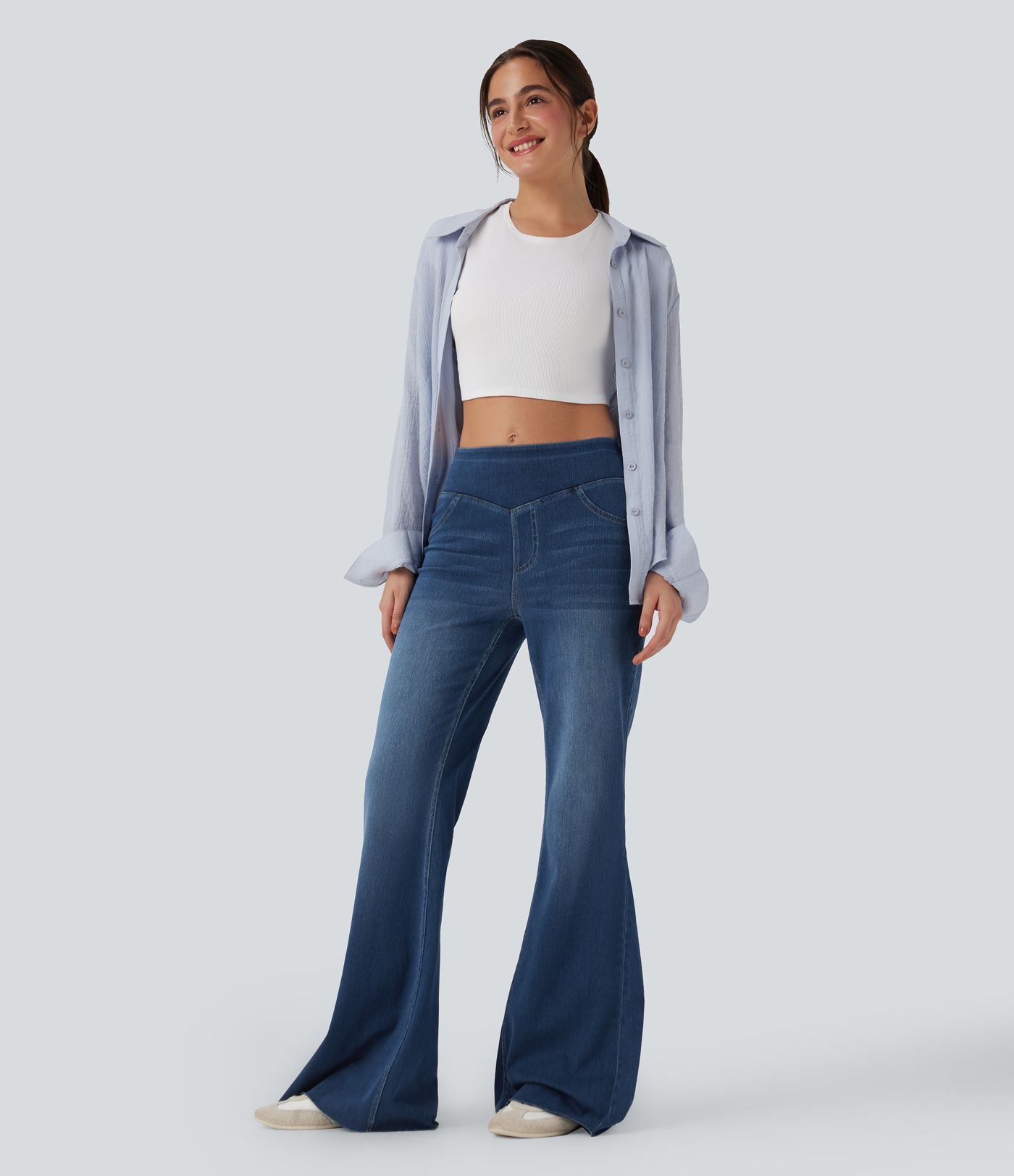 Halara Flex™ Mid Rise Casual Flare Jeans with Pockets