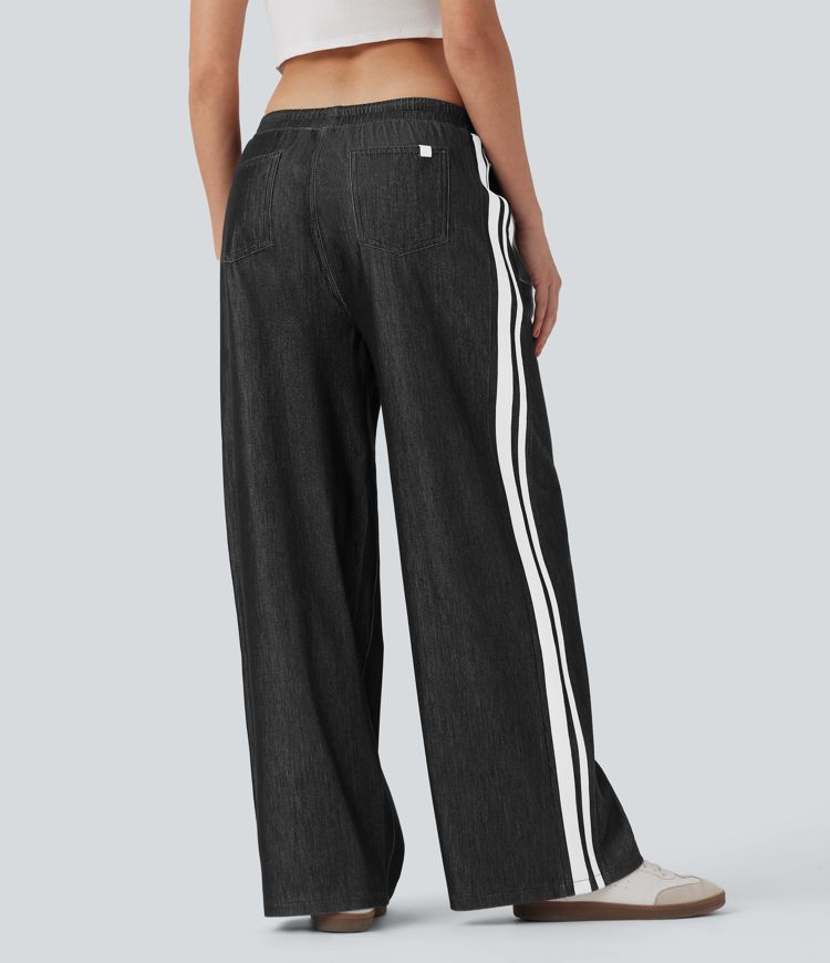 Halara Flex™ Low Rise Drawstring Color Block Striped Casual Baggy Sweatpants Jeans with Pockets