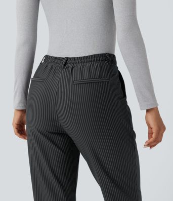 Halara Flex™ Mid Rise Drawstring Tapered Stripe Work Pants with Pockets