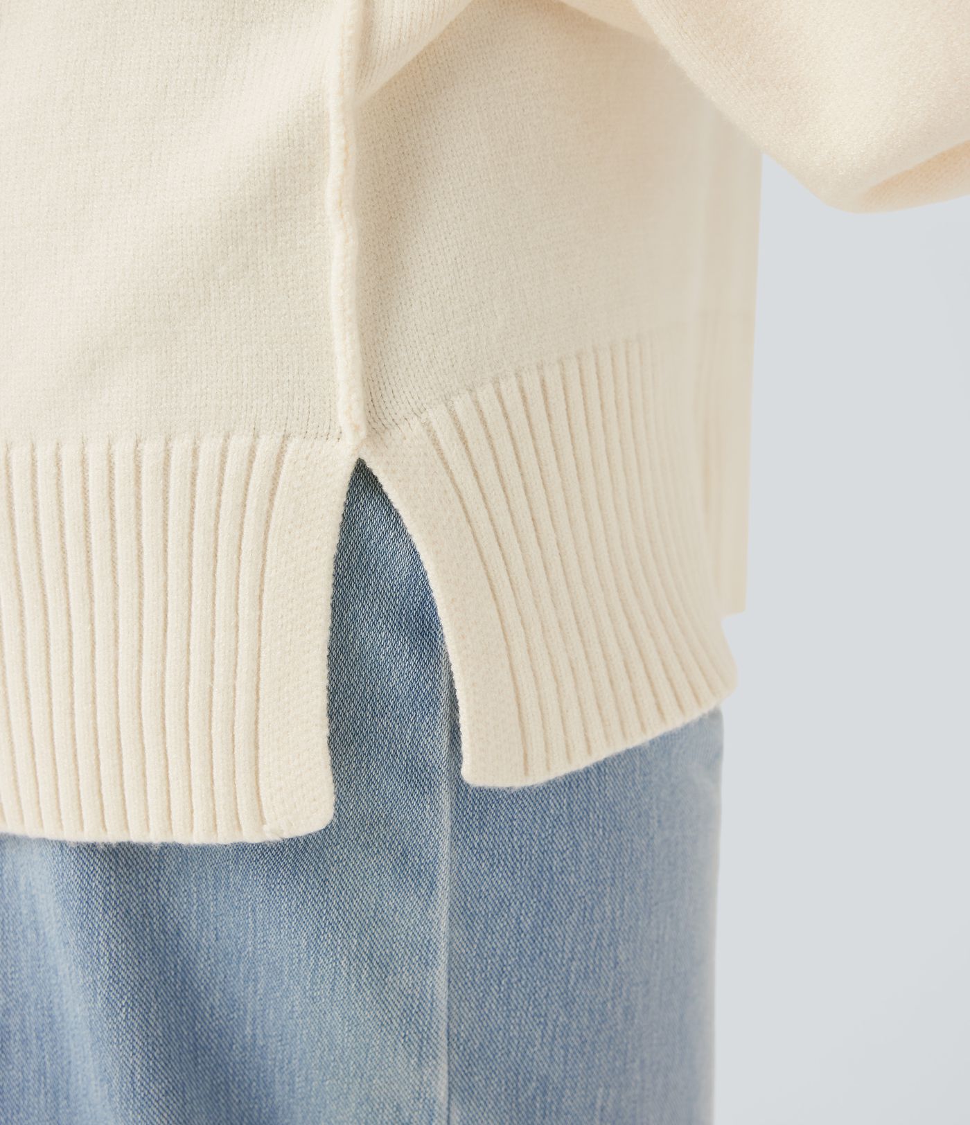 V Neck Dropped Shoulder Long Sleeve Split Casual Sweater